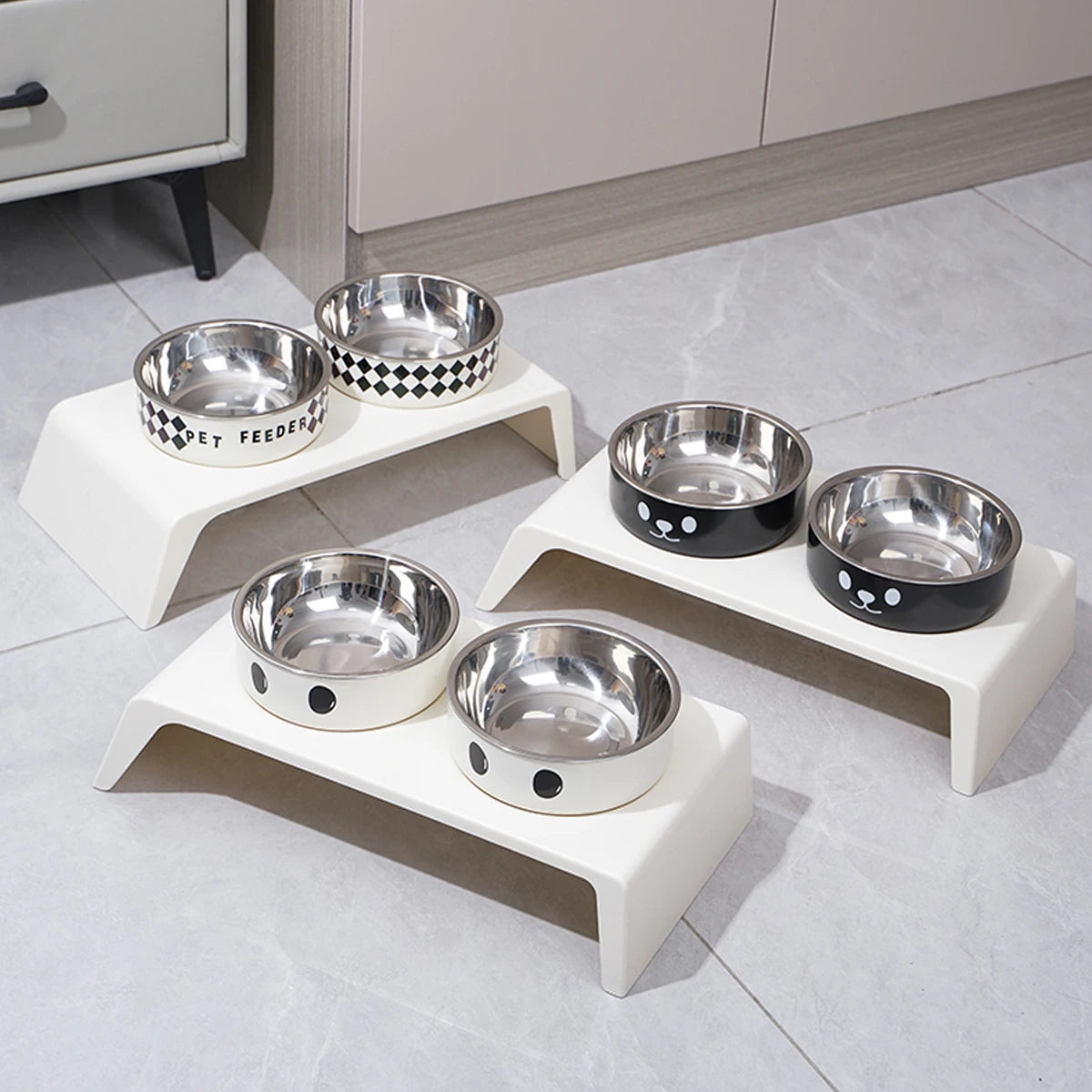 Elevated Double Pet Feeder with Stainless Steel Bowls