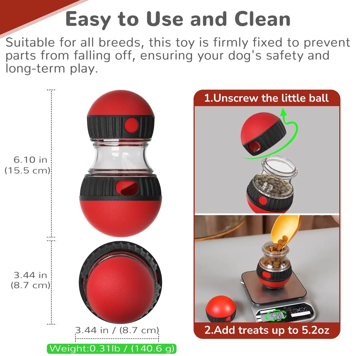 Rolling Dog Puzzle Food Dispenser Toy