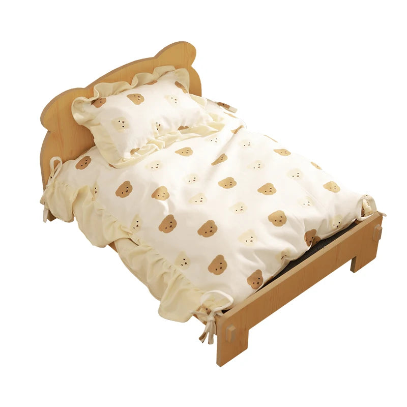 Wooden Pet Bed with Cushion