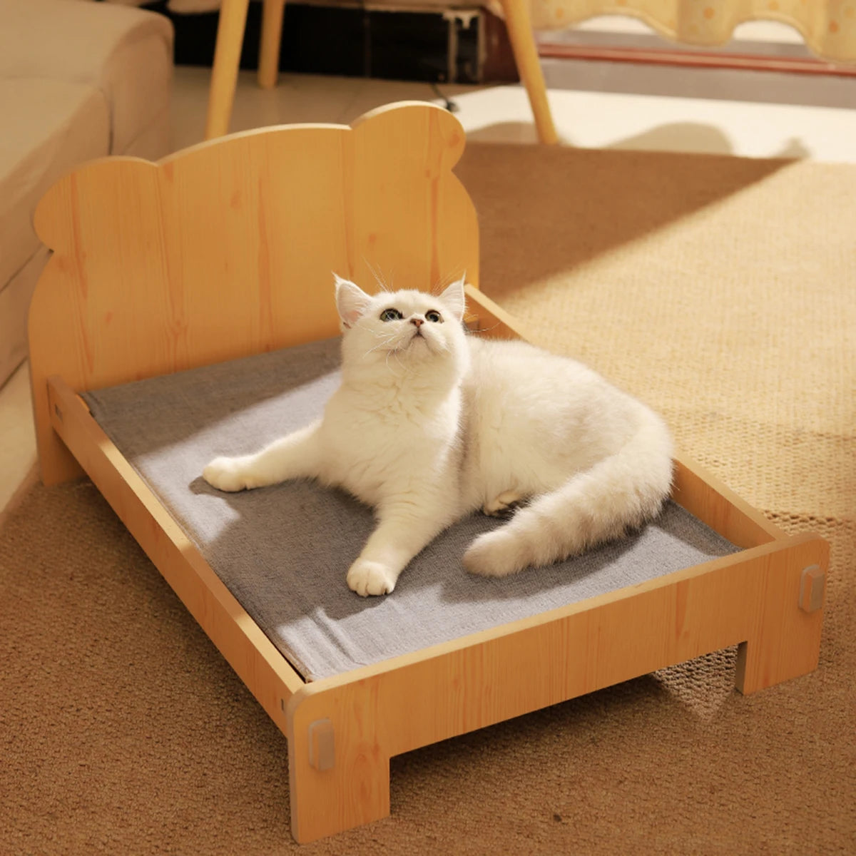 Wooden Pet Bed with Cushion
