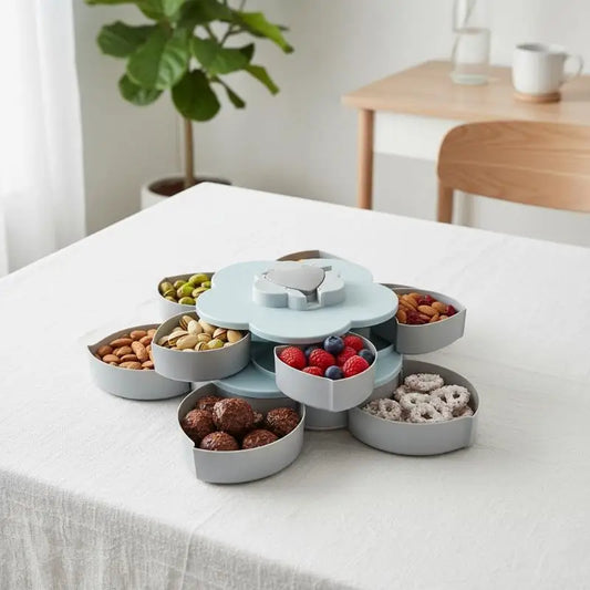 Snack Storage Box Divided Plastic Container with Lid for Nut Snack Candy Biscuit Organization in Family Room