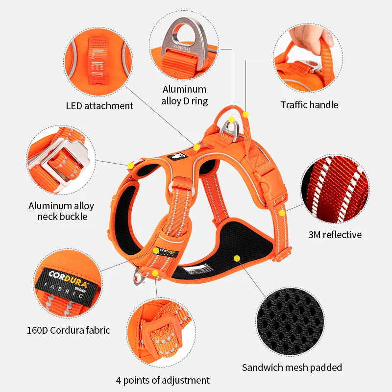 TRUE LOVE No Pull Nylon Reflective Dog Harness Adjustable