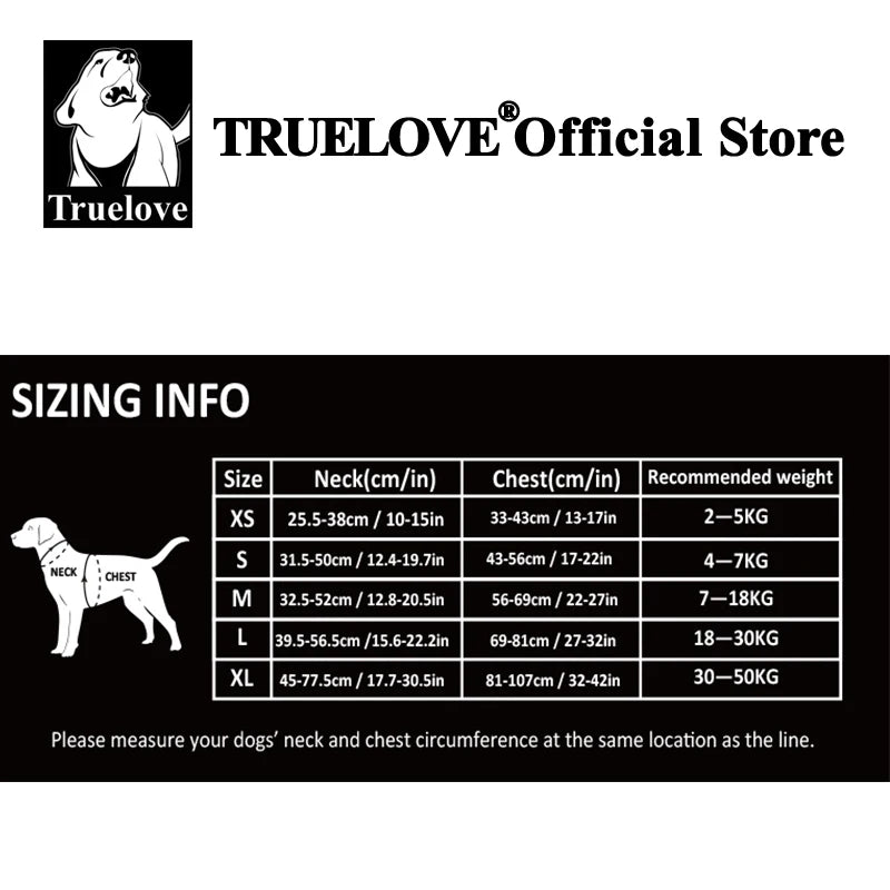 TRUE LOVE No Pull Nylon Reflective Dog Harness Adjustable
