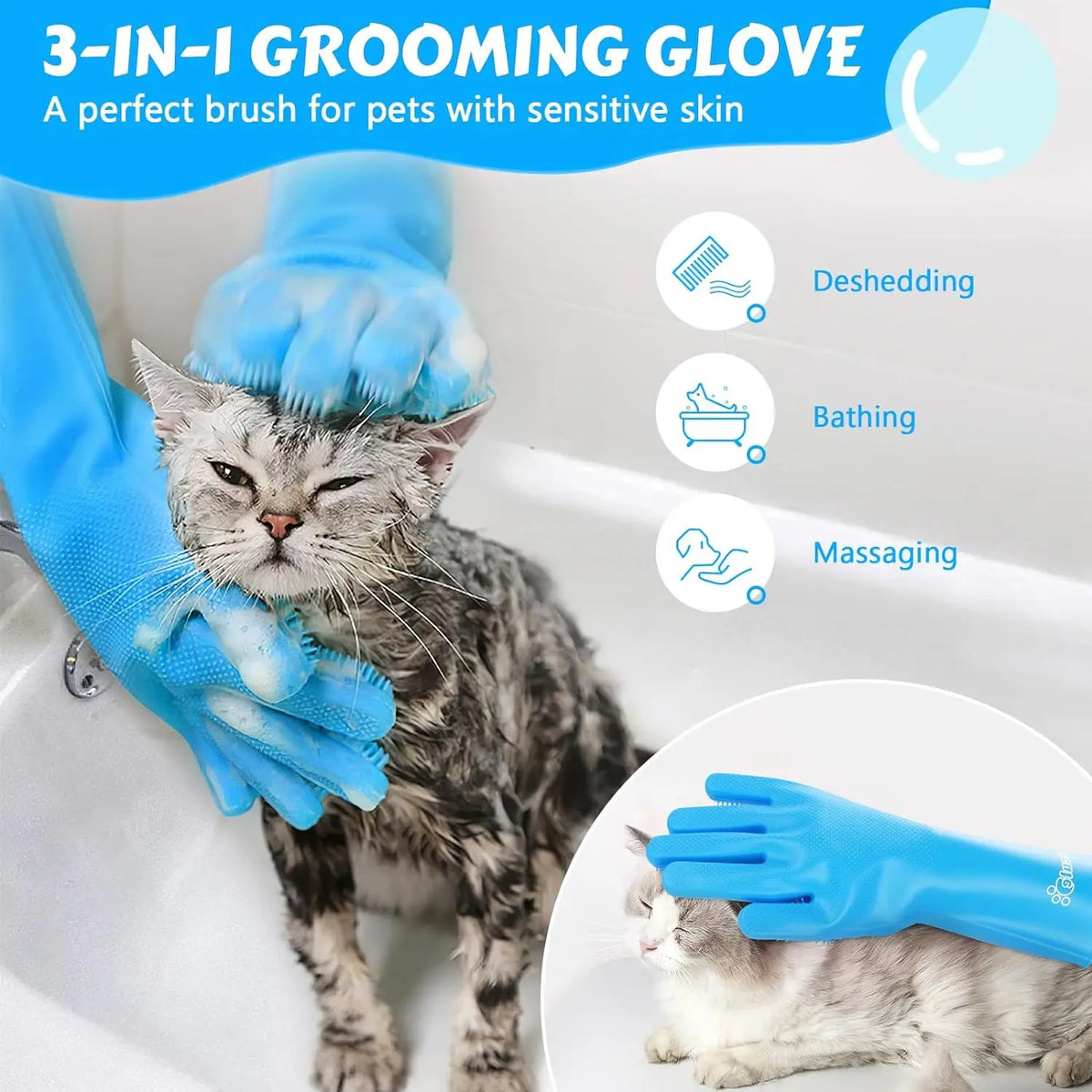 Silicone Pet Grooming & Bathing Glove