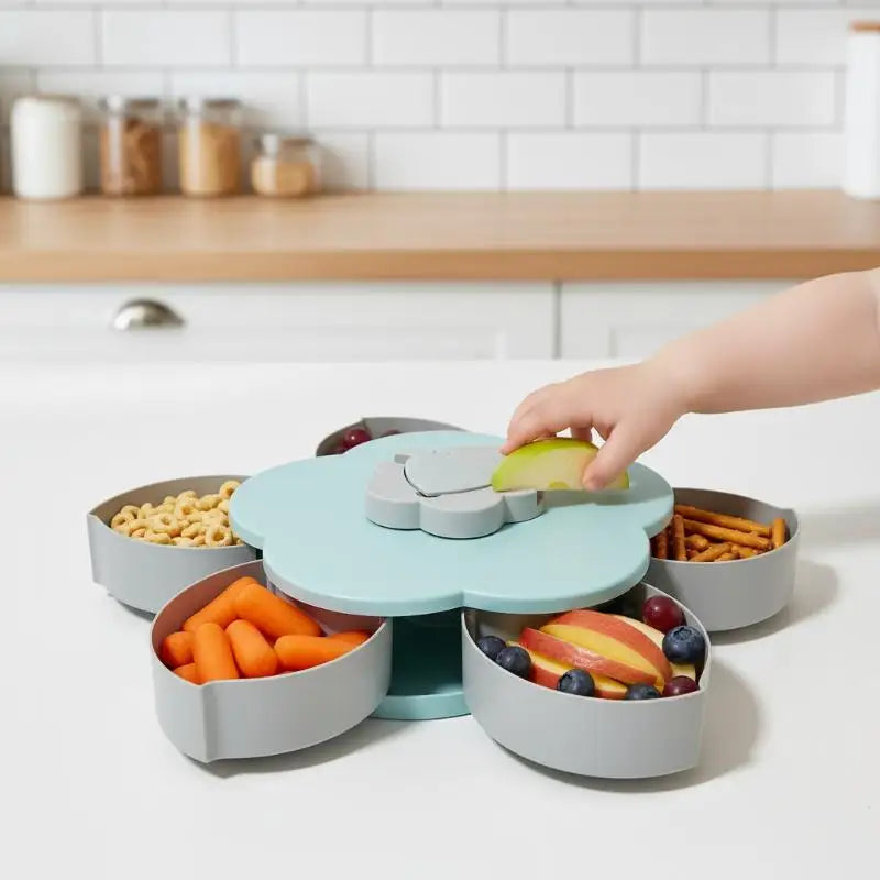 Snack Storage Box Divided Plastic Container with Lid for Nut Snack Candy Biscuit Organization in Family Room