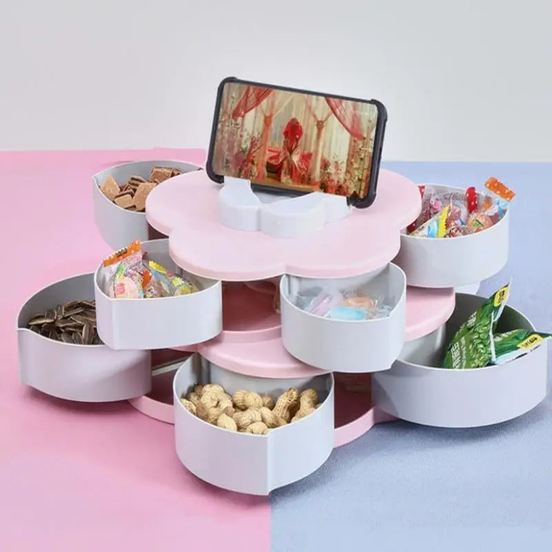 Snack Storage Box Divided Plastic Container with Lid for Nut Snack Candy Biscuit Organization in Family Room
