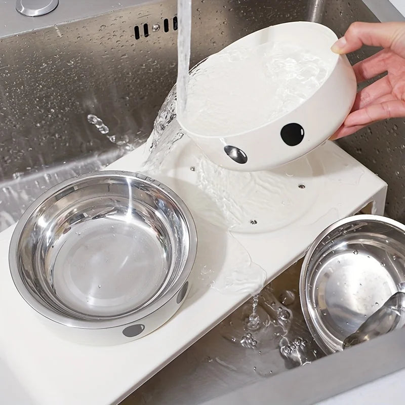 Elevated Double Pet Feeder with Stainless Steel Bowls