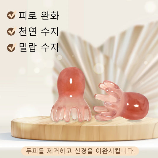 Cute Octopus Scalp Massage Comb (Resin)｜Korean Hair Care, Stress Relief, Anti-Hair Loss, Portable Head Massager for Home & Trave