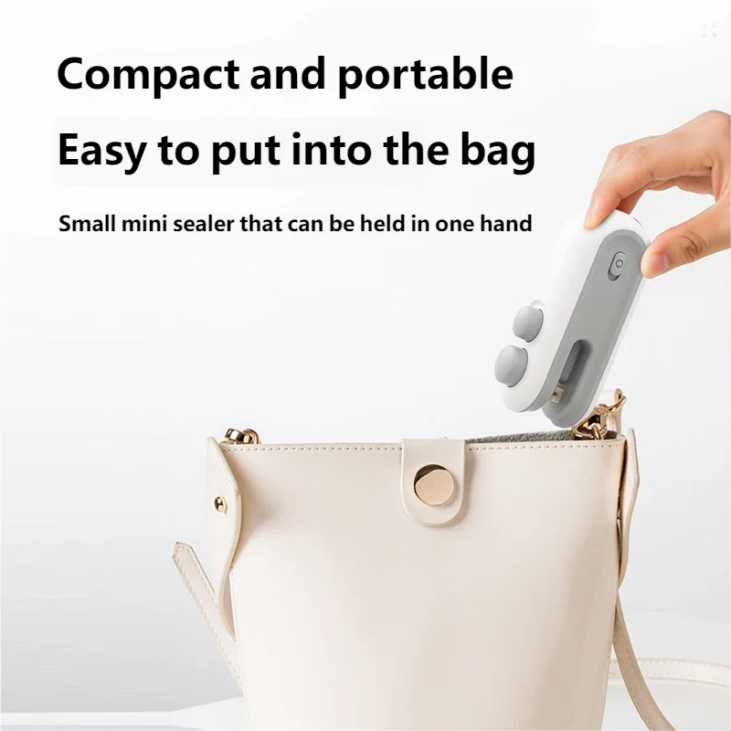 Mini Sealing Machine USB Rechargable Heat Sealer Storage Bag Plastic Package Food Sealer Clip Bag Handheld Food Heat Sealer